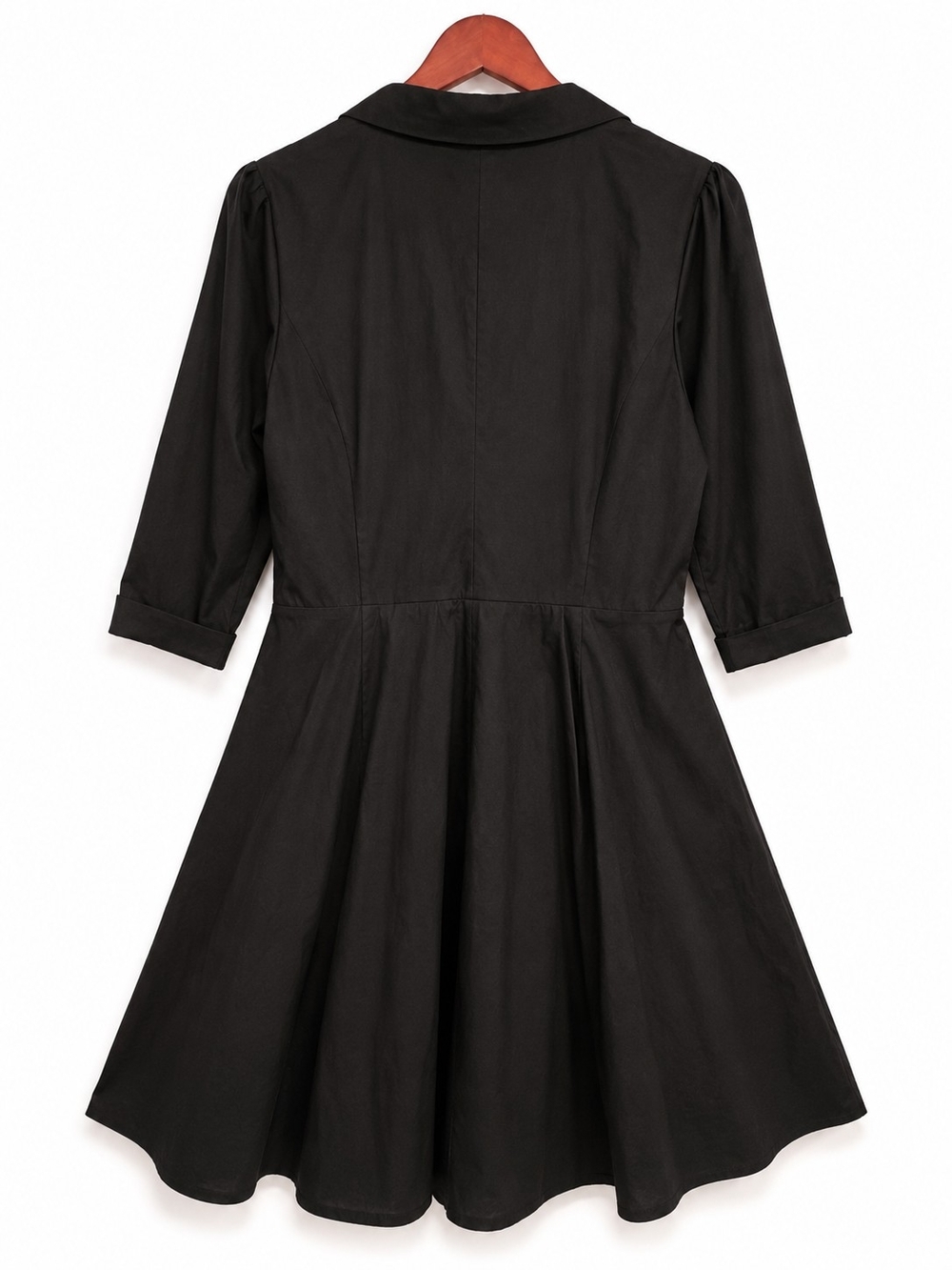 City Chic Black Wrap Dress 22 Plus Size Fit & Flare Puff Sleeve Pockets - Picture 4 of 11